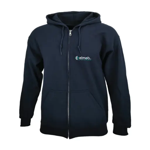 Elmob cipzáros pamut kapucnis pulóver - sötétkék