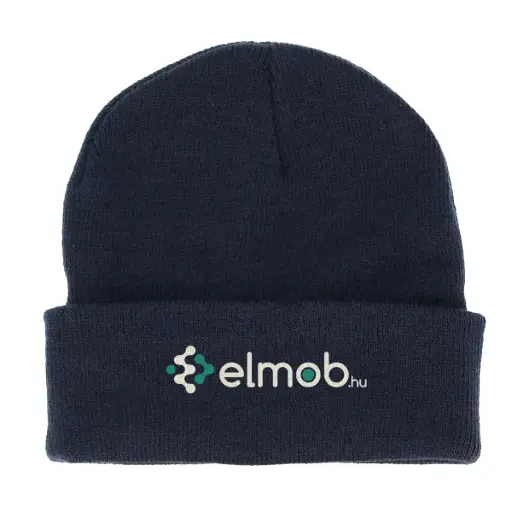 Elmob hímzett beanie kötött sapka - sötétkék
